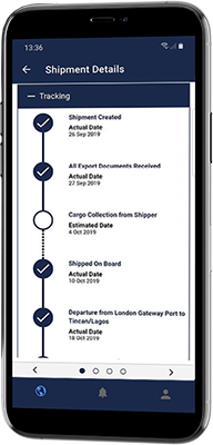 Tradenav app on iPhone